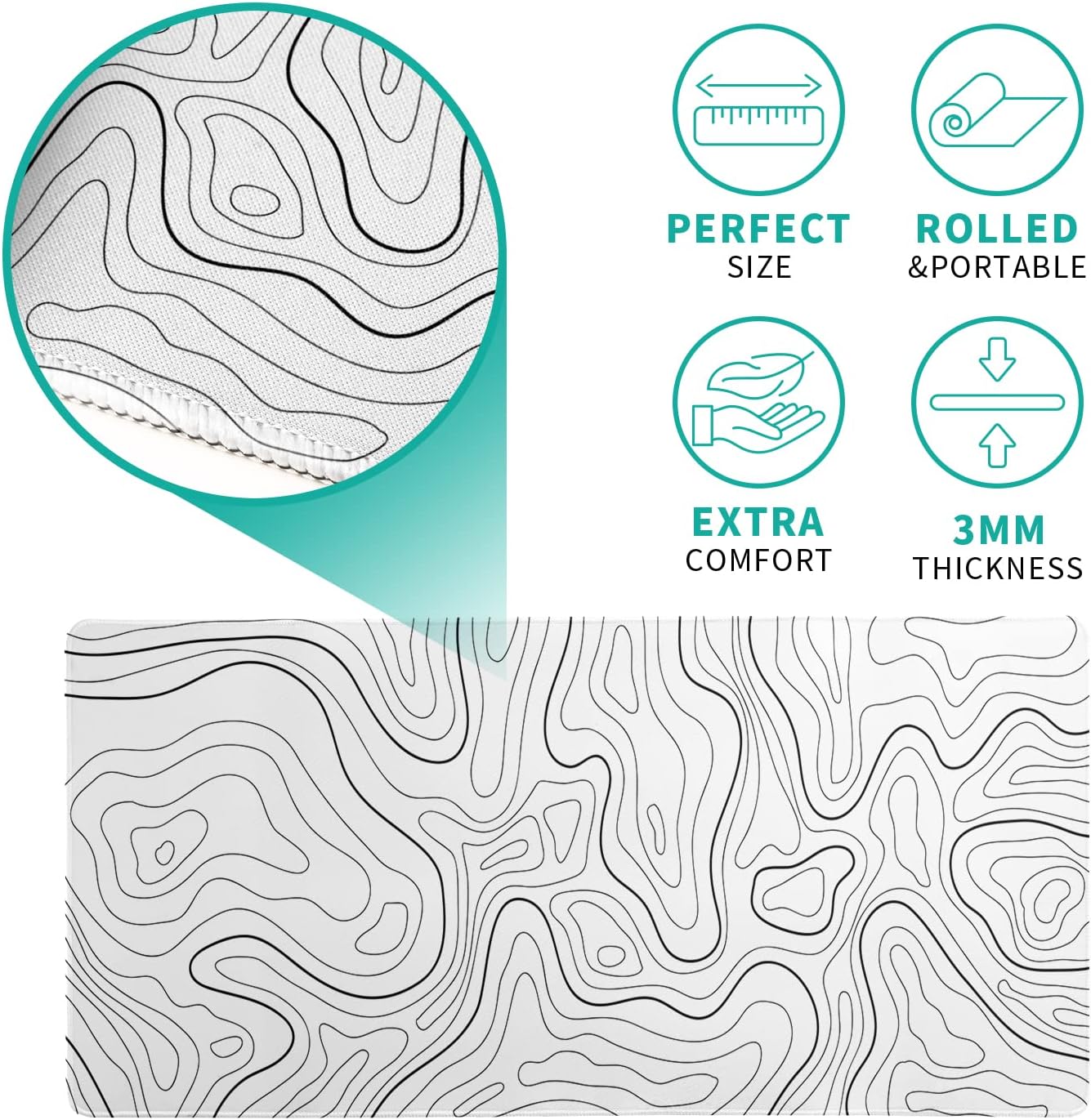 Pro-Grade Mouse Pad XXL Geographic Map Lines Topographic Design