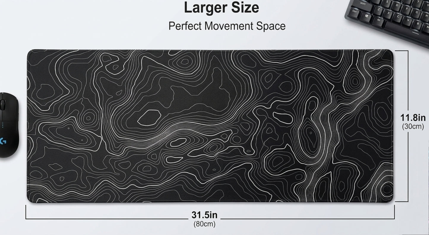 Pro-Grade Mouse Pad XXL Geographic Map Lines Topographic Design